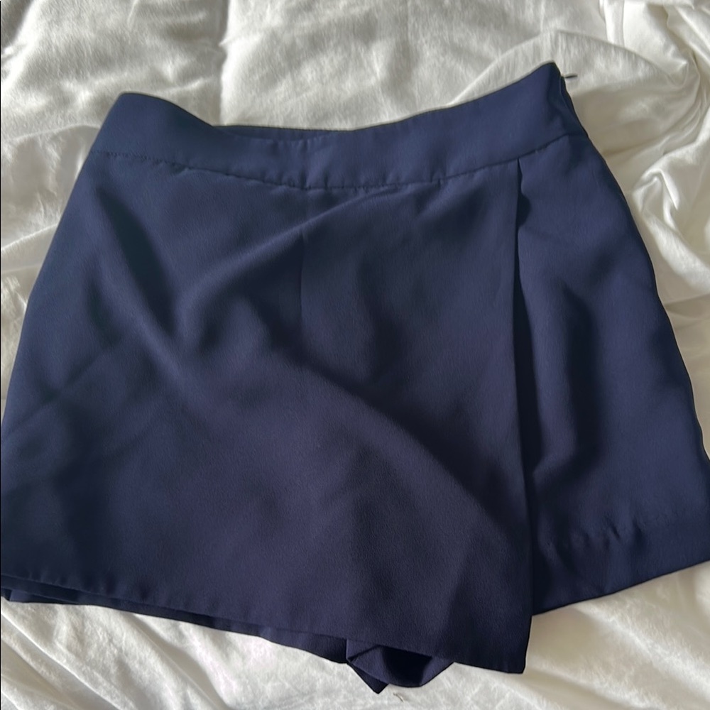 Forever 21 Blue Skort-Style Shorts High-Waisted